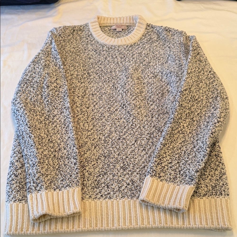 J. Crew x Wallace & Barnes Ivory and Charcoal Knit Crewneck Sweater